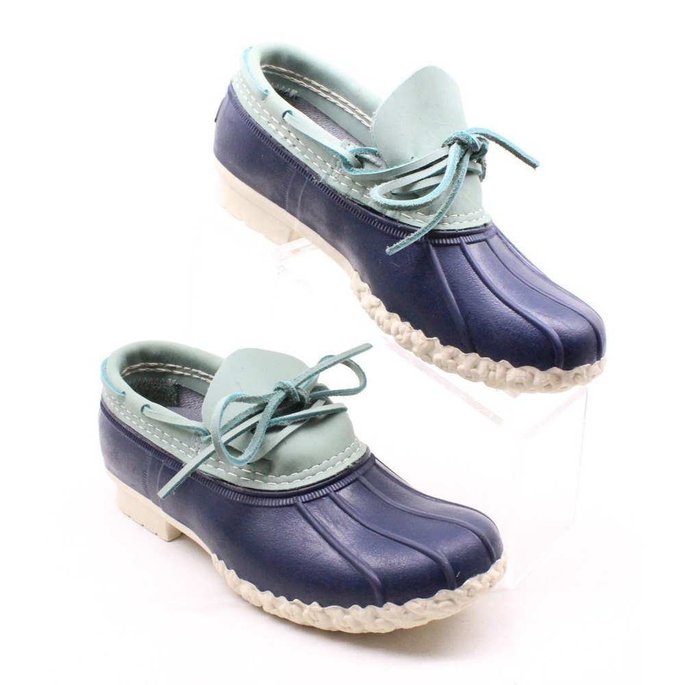 L.L Bean Women's Duck Bean Boots Size 7 M Teal / Blue / White Limited Color
